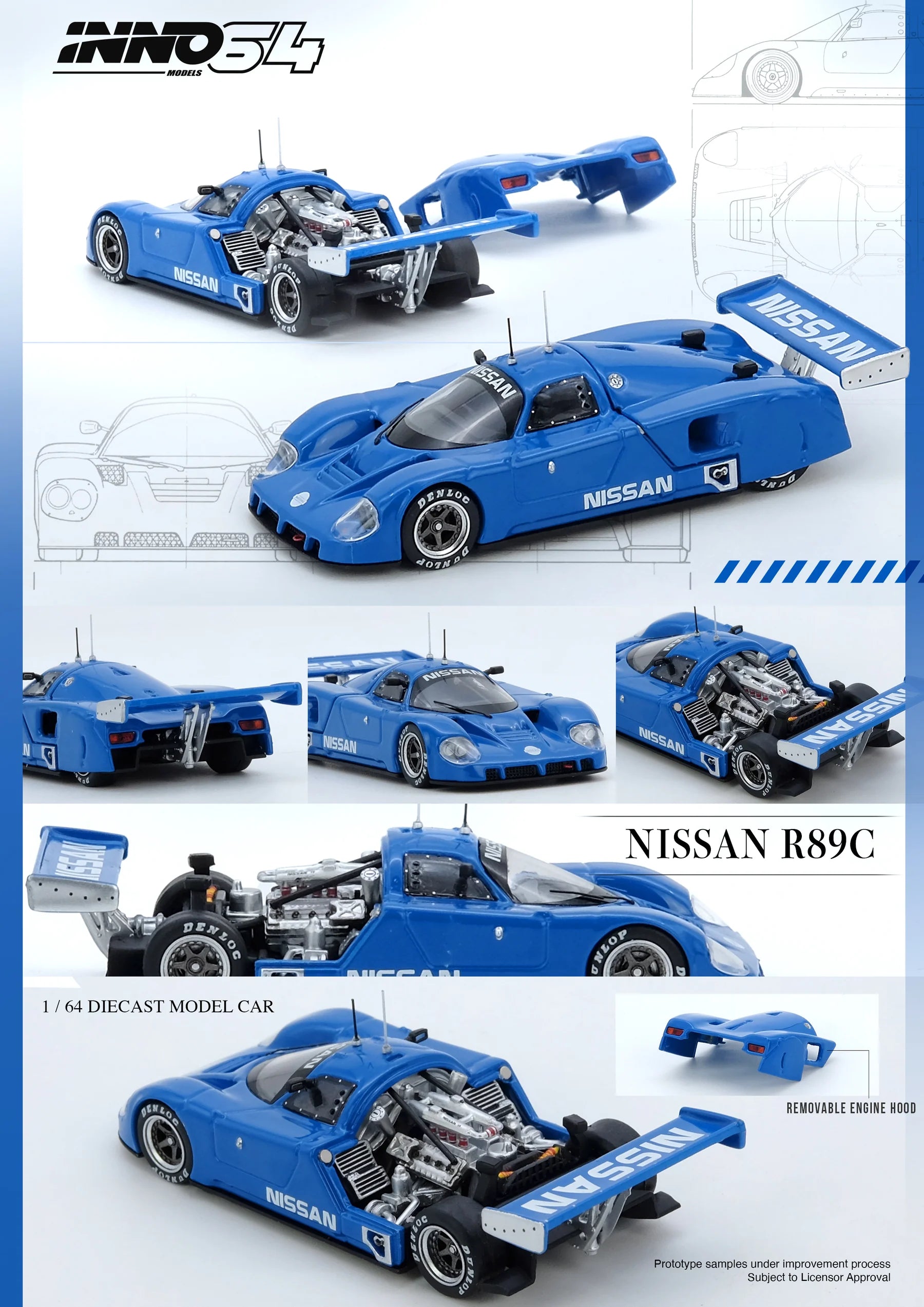 INNO64 1:64 NISSAN R89C BLUE IN64-R89C-BL
