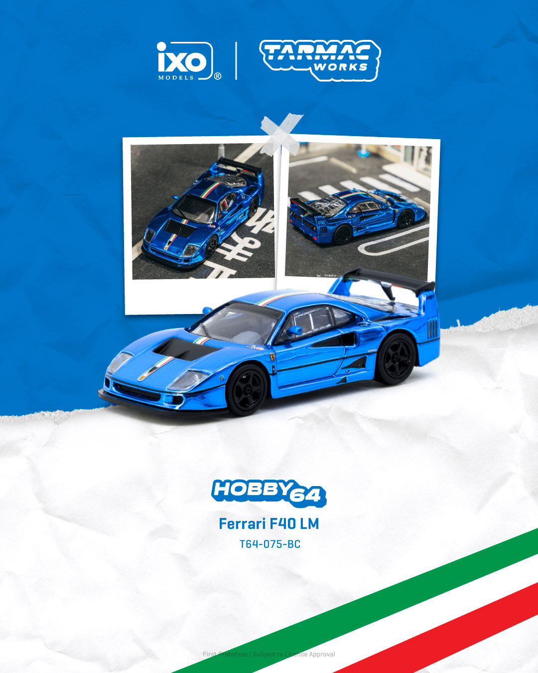 Tarmac Work 1/64 Ferrari F40 LM Chrome Blue