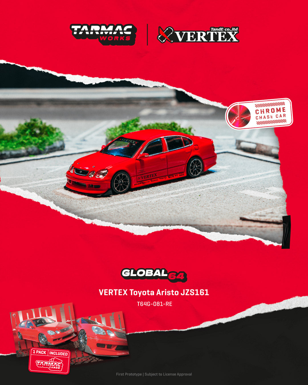 Tarmac Works 1/64 - VERTEX Toyota Aristo JZS161 Red