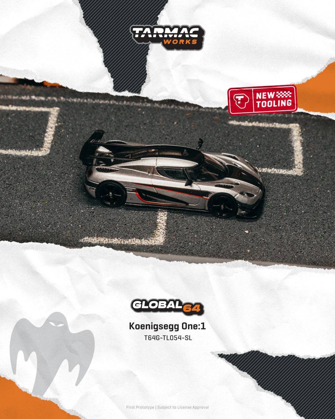 Tarmac Works 1/64 - Koenigsegg One:1 Silver