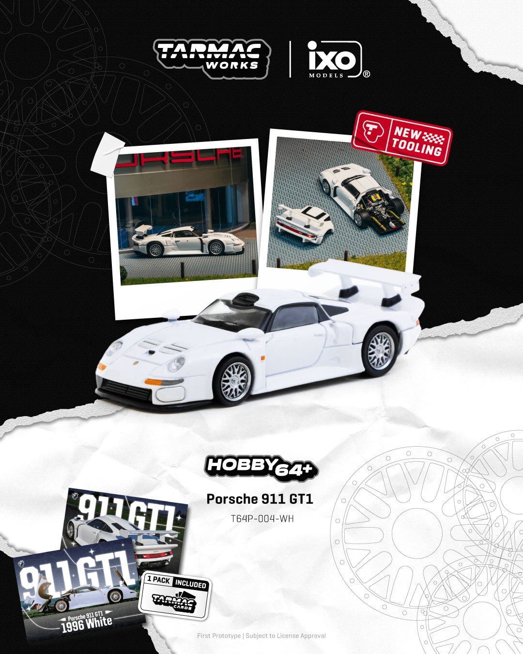 Tarmac Works - Porsche 911 GT1 White