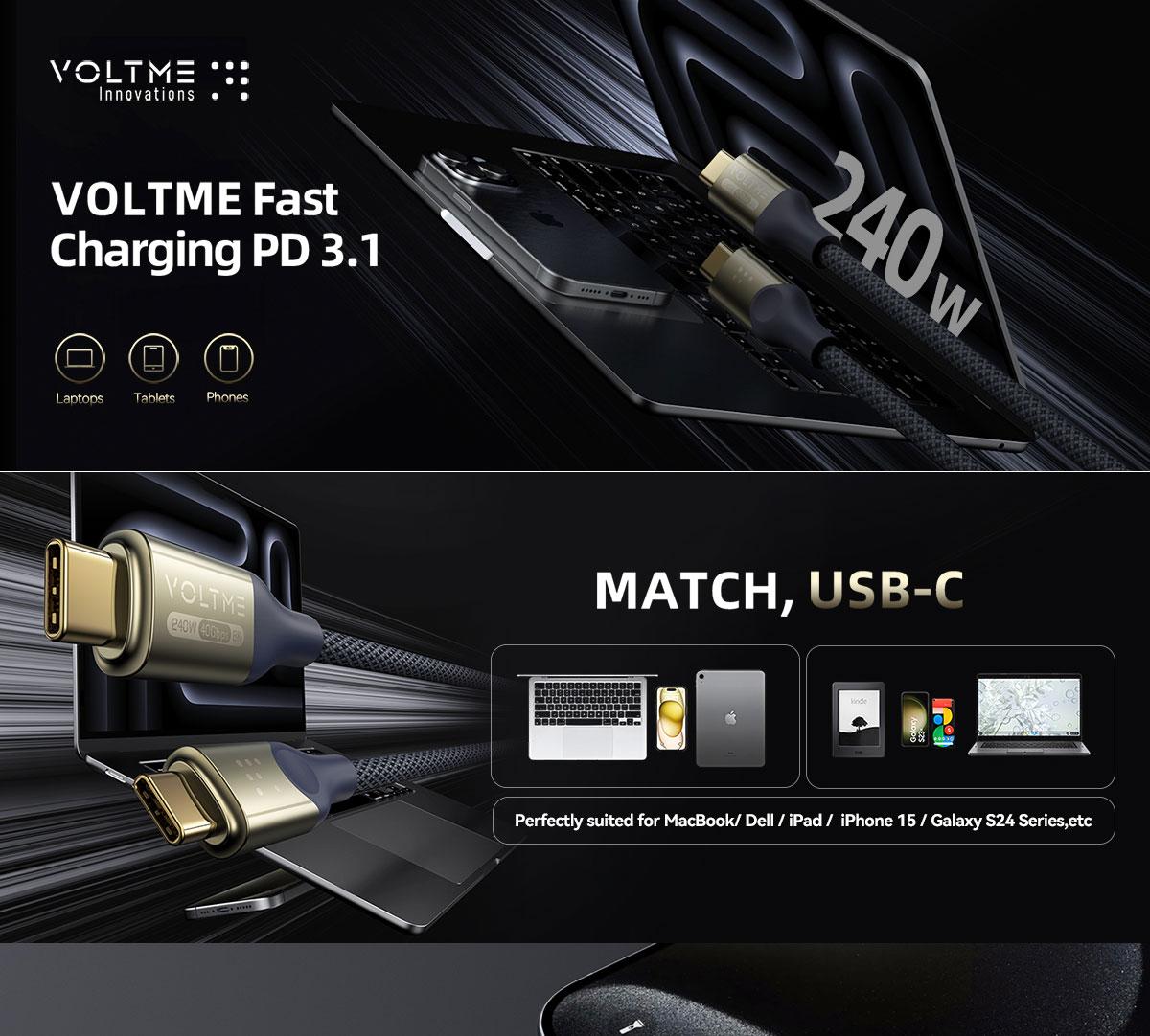 VOLTME POWERLINK UTRON CTC 240W 5A 40GPBS 2M | BLACK