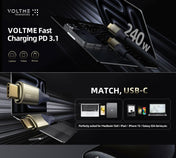 VOLTME POWERLINK UTRON CTC 240W 5A 40GPBS 2M | BLACK