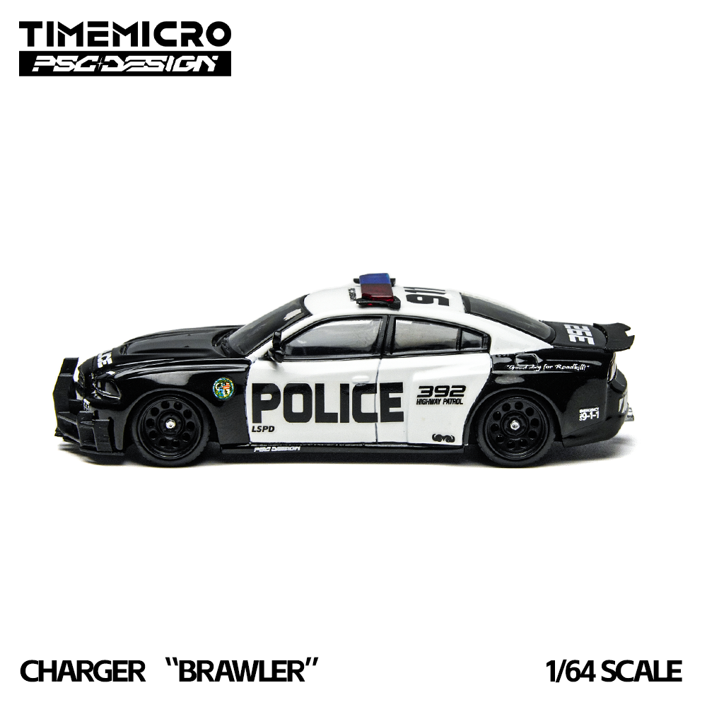 TimeMicro × PSC DESIGN - 1/64 Warhorse "Brawler" Charger LSPD Police Car Simulation Alloy Car Model
