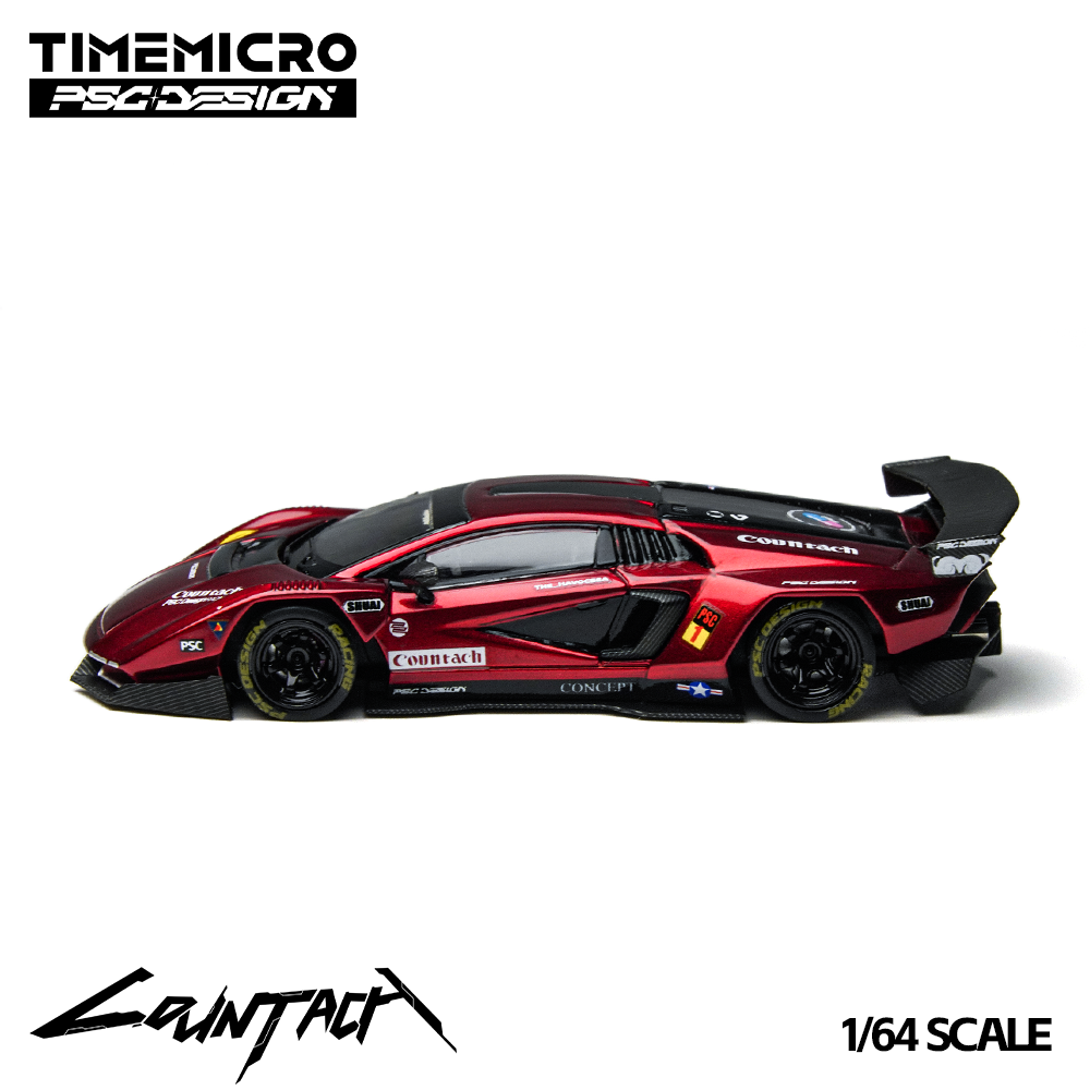 TimeMicro × PSC DESIGN - 1/64 Contaș "V" Scarlet Countach "V" alloy car model