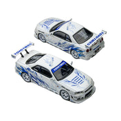 TimeMicro 1:64 Skyline GT-R R34 "Drift Flame" white alloy simulation