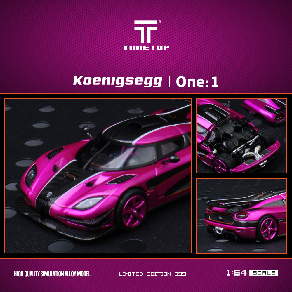 TIME TOP 1:64 Koenigsegg One.1 - Pearl Rose Red - Gift Box Edition