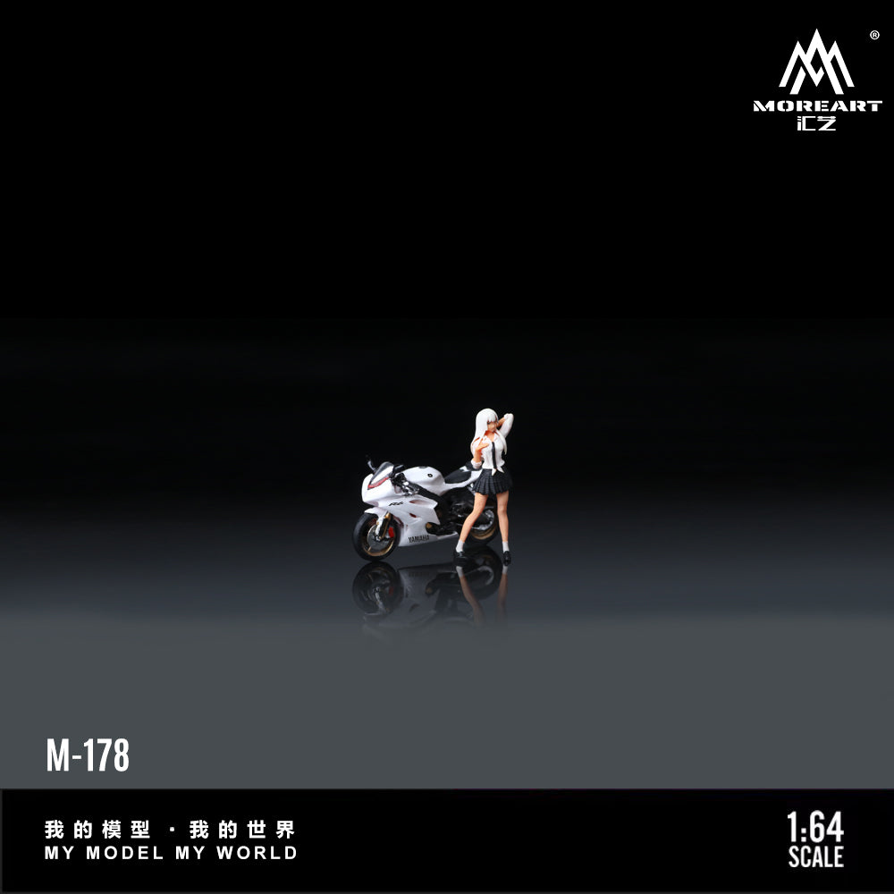 MoreArt1:64 Yamaha R6 White Girl Motorcycle Figurine Resin Model