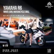MoreArt1:64 Yamaha R6 White Girl Motorcycle Figurine Resin Model