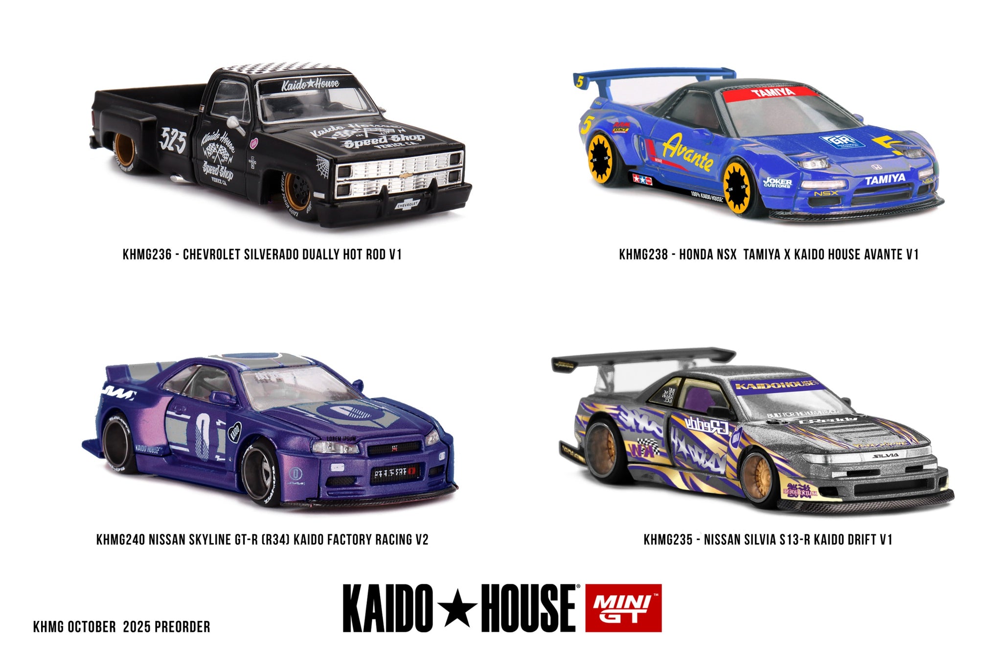 KaidoHouse x Mini GT Nissan Skyline GT-R (R34) KAIDO RACING