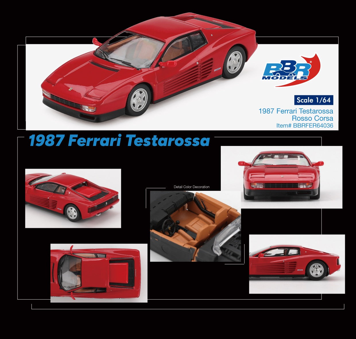 BBR 1/64 1987 Ferrari Testarossa  Rosso Corsa