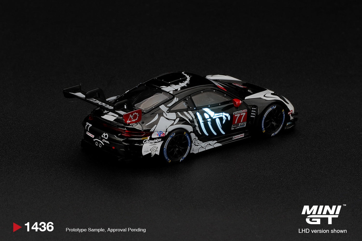 MINIGT 1/64 Porsche 911 GT3 R (992) #77 AO Racing "Skeleton Rexy" 2026 IMSA Petit Le Mans