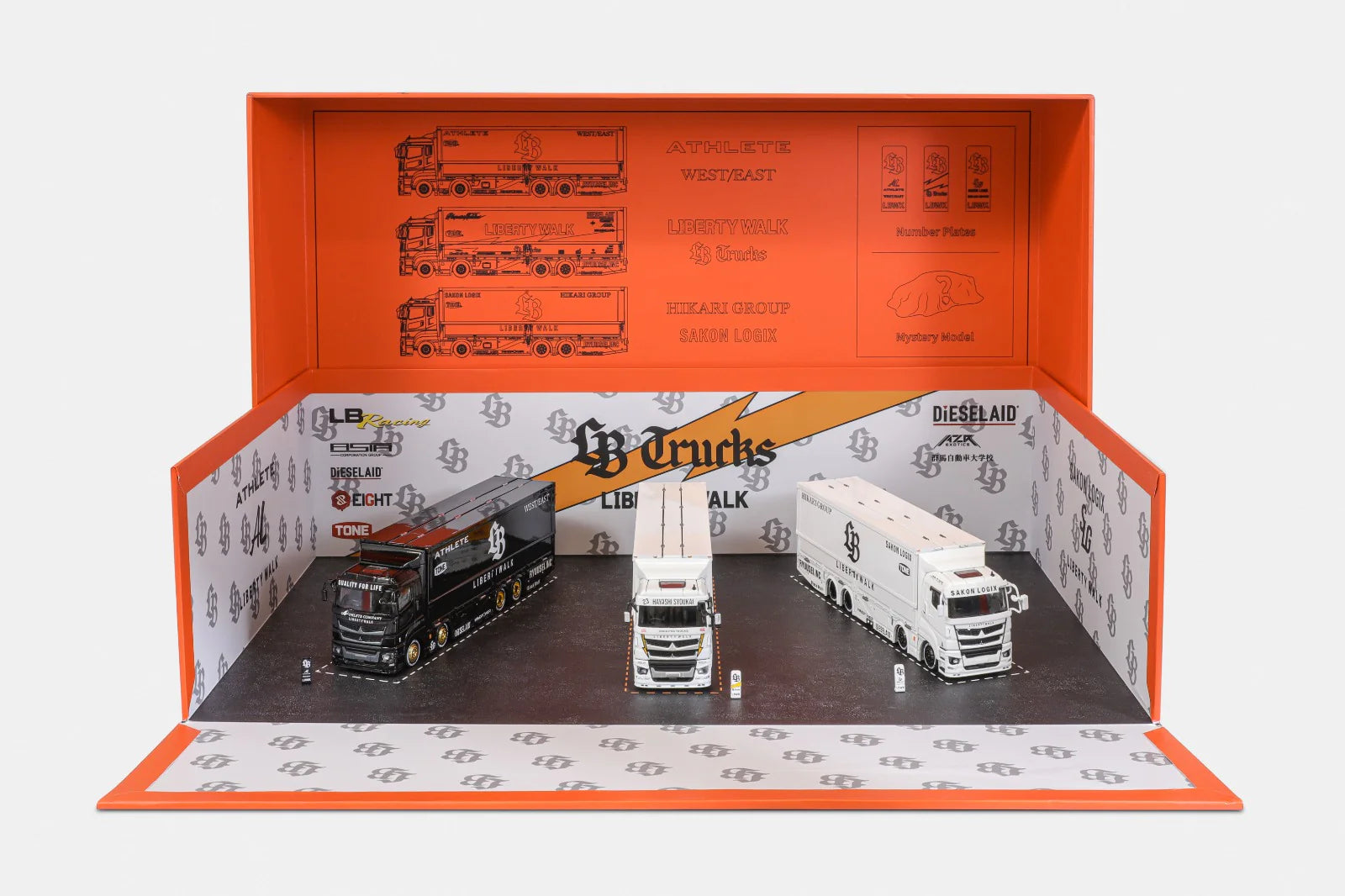 GCD LBWK Truck Set(4台) トラック3台セット+日産チェス GCD 1:64 Mitsubishi Fuso Super Great Transport LBWK 3 trucks set