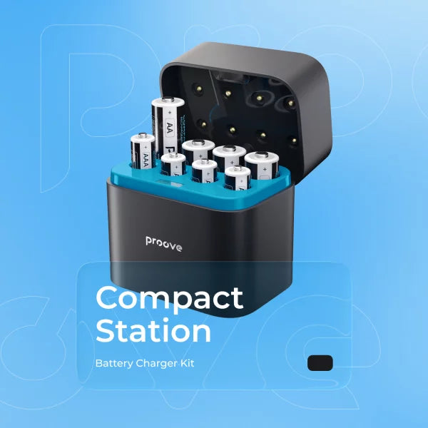 Battery Charger Kit Proove Compact Station 8pcs (4xAAA + 4xAA)