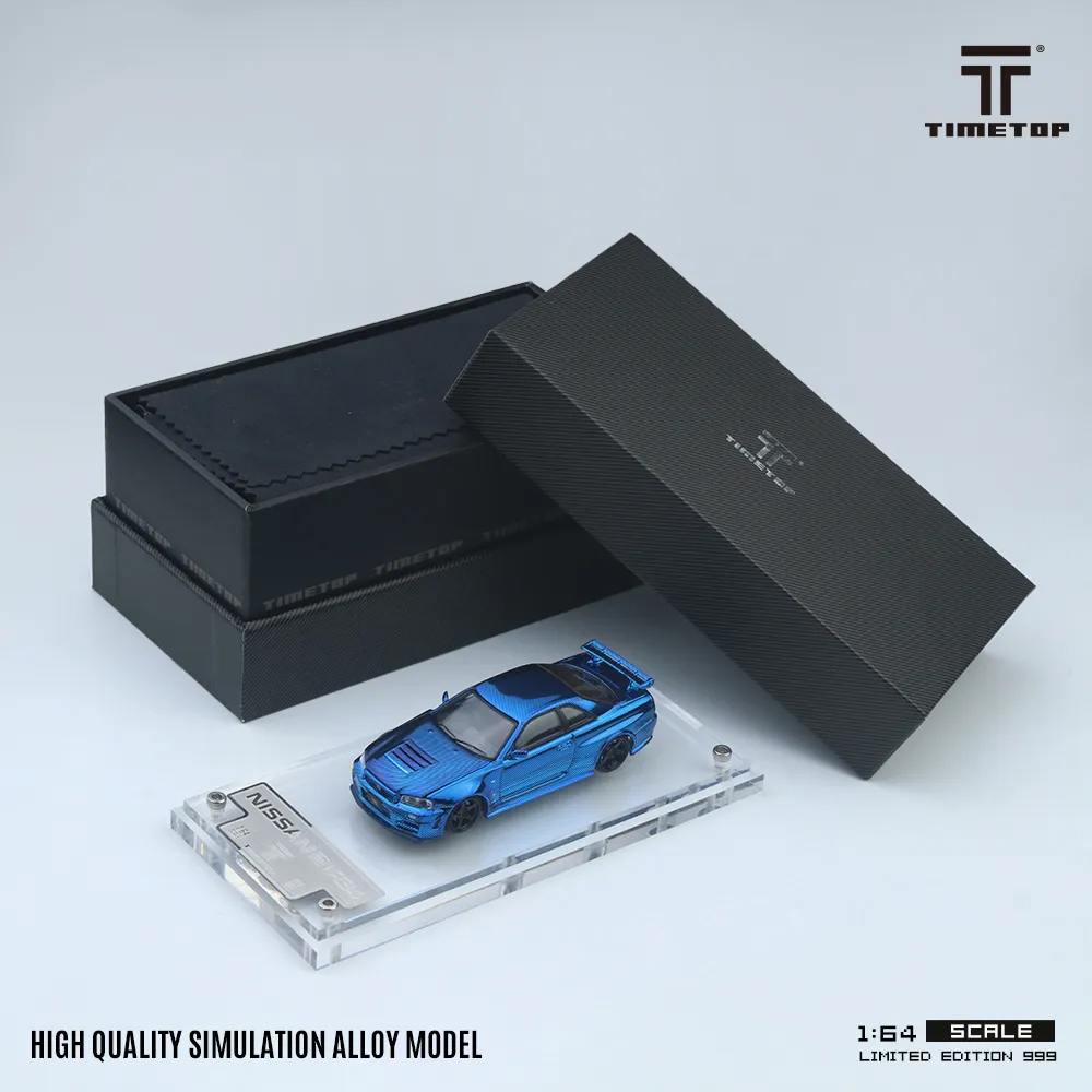 Time Top 1/64 Nissan GTR34 electroplated blue carbon
