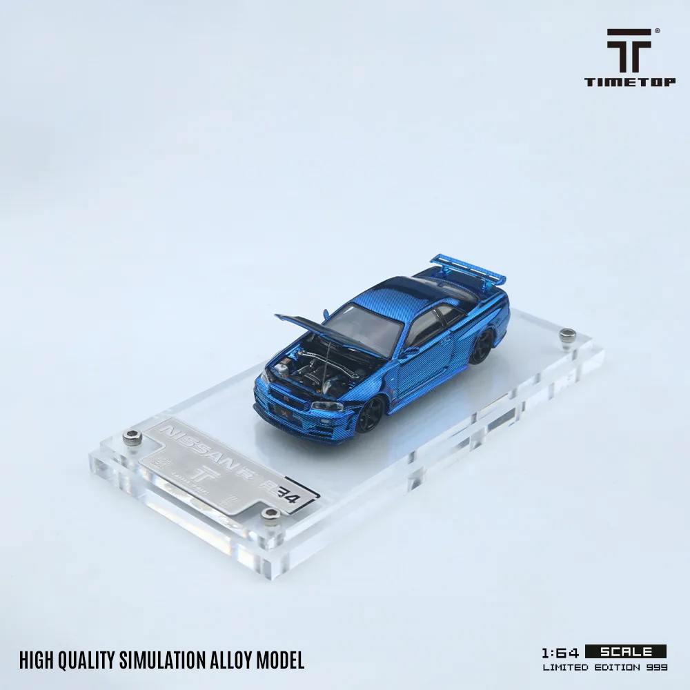 Time Top 1/64 Nissan GTR34 electroplated blue carbon