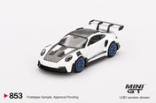 MINIGT - Porsche 911 (992) GT3 RS Weissach Package White withIndigo Blue RHD
