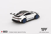 MINIGT - Porsche 911 (992) GT3 RS Weissach Package White withIndigo Blue RHD