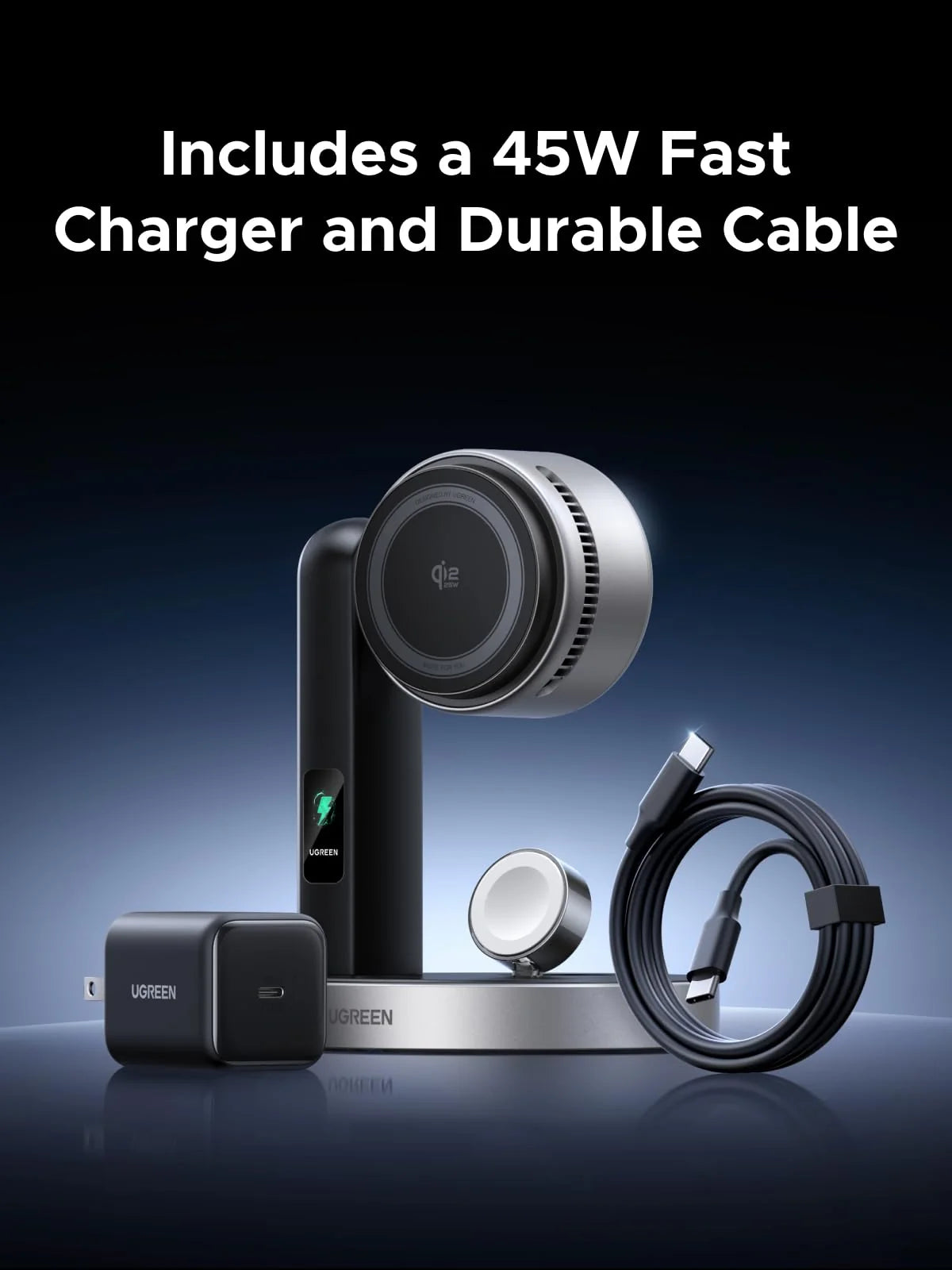 UGREEN MagFlow Pro 2-in-1 Magnetic Wireless Charging Stand 25W