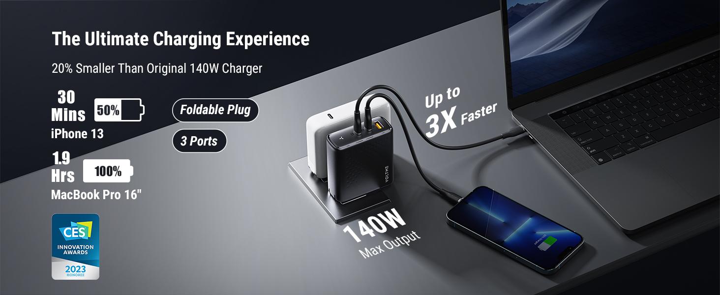 VOLTME, REVO 140 PD3.1 CCA, PPS FAST CHARGER (GAN III TECH) | BLACK